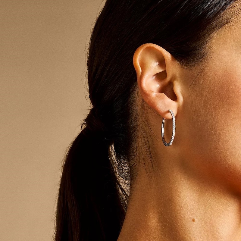 Main Image 3 of Fossil Ladies' Ellis All Stacked Up Silver Tone Hoop Earrings