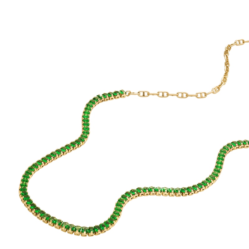 Main Image 2 of Fossil Ladies' Heritage D-Link Glitz Gold Tone Stainless Steel Chain Tennis Necklace