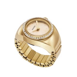 Fossil Ladies' Two Hand Gold Tone Stainless Steel Watch Ring
