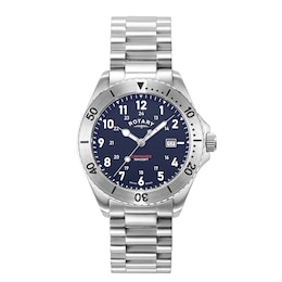 Rotary Men's Blue Dial Stainless Steel Bracelet Watch