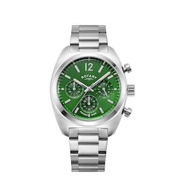 Rotary Men's Green Chronograph Dial Stainless Steel Bracelet Watch