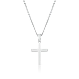 Children's Sterling Silver Small Plain Cross Pendant 16" Necklace