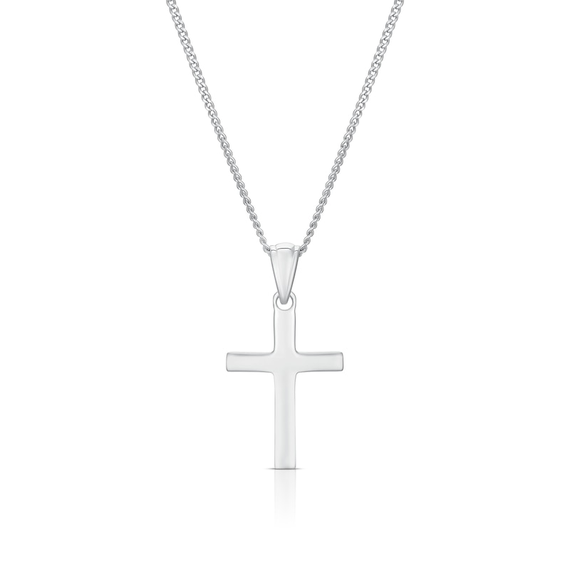 Main Image 1 of Children's Sterling Silver Small Plain Cross Pendant 16" Necklace