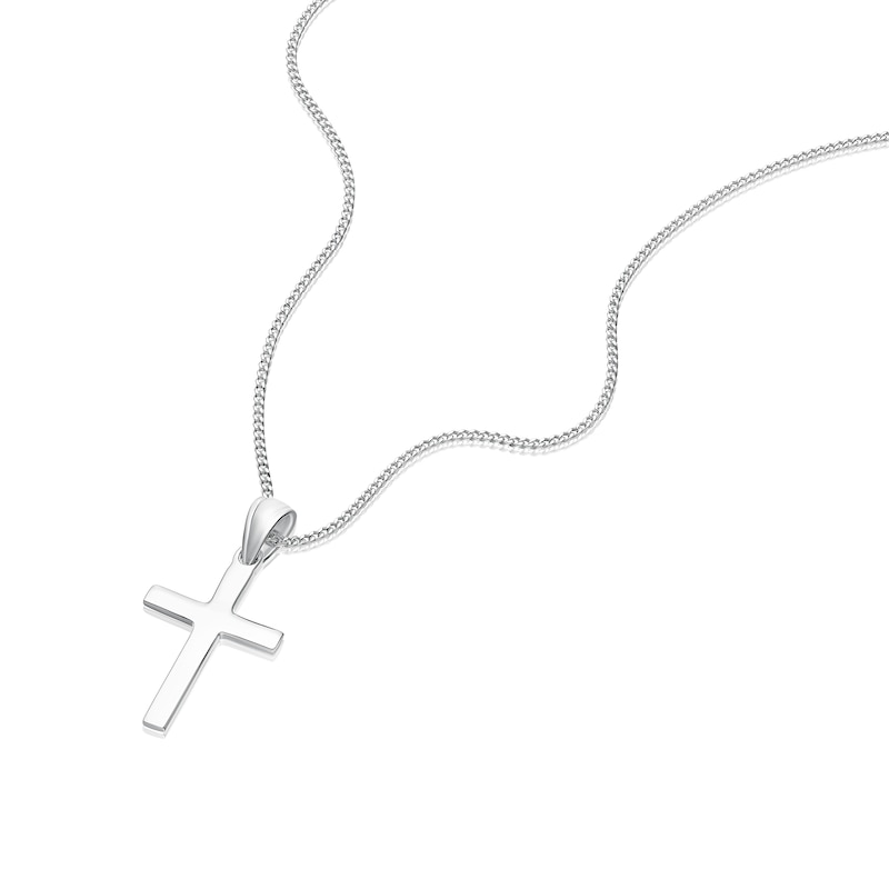 Main Image 2 of Children's Sterling Silver Small Plain Cross Pendant 16" Necklace