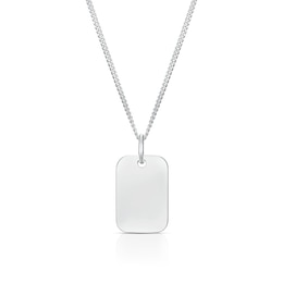 Children's Sterling Silver Small Dog Tag Pendant 16" Necklace