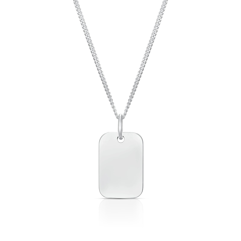 Main Image 1 of Children's Sterling Silver Small Dog Tag Pendant 16" Necklace