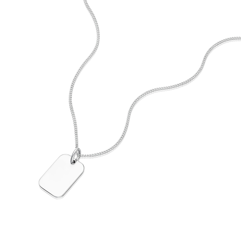 Main Image 2 of Children's Sterling Silver Small Dog Tag Pendant 16" Necklace