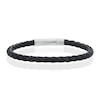 Thumbnail Image 1 of Children's Stainless Steel & Black Leather Woven Bracelet