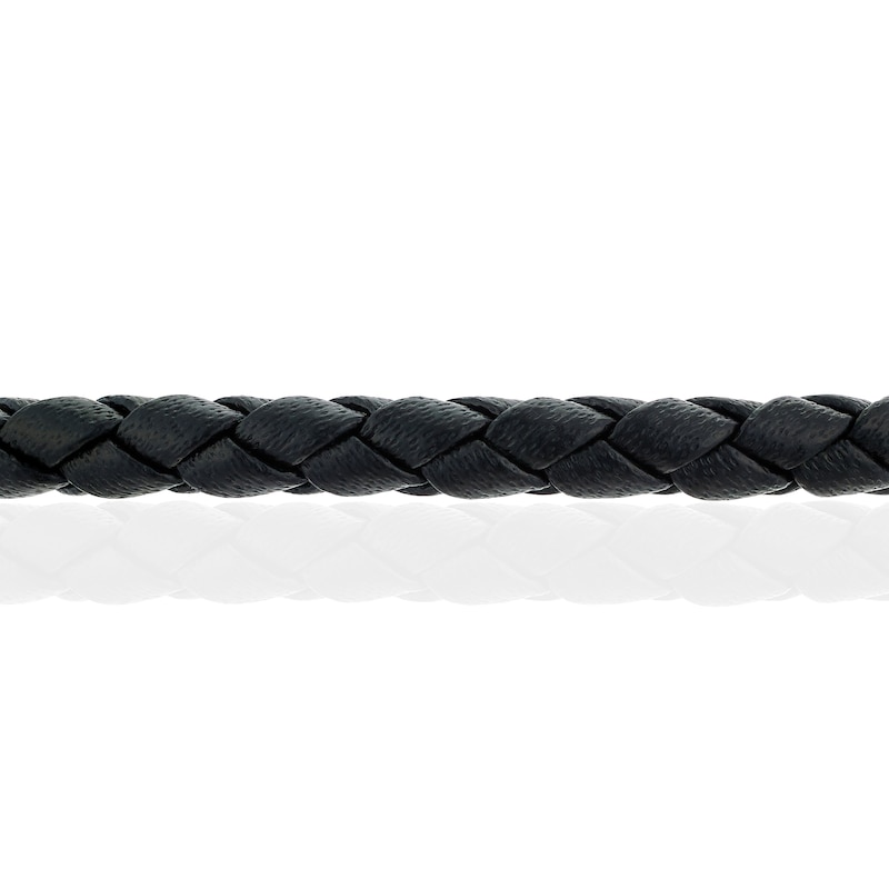 Main Image 2 of Children's Stainless Steel & Black Leather Woven Bracelet