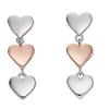 Thumbnail Image 1 of Sterling Silver & Rose Gold Tone 3 Heart Drop Stud Earrings
