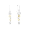 Thumbnail Image 1 of Sterling Silver & Gold Plate Round Bezel Set Cubic Zirconia Drop Earrings