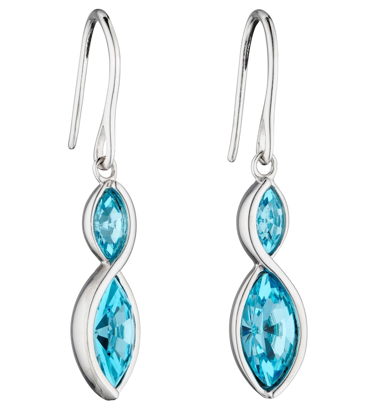 Main Image 1 of Sterling Silver Navette Aqua Bohemica Twist Drop Earrings