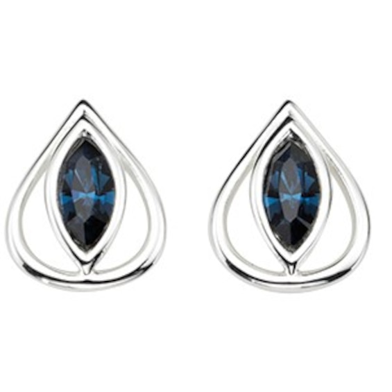 Sterling Silver Montana Teardrop Crystal Stud Earrings
