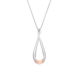 Sterling Silver & Rose Gold Tone Folded Twist Pendant Necklace