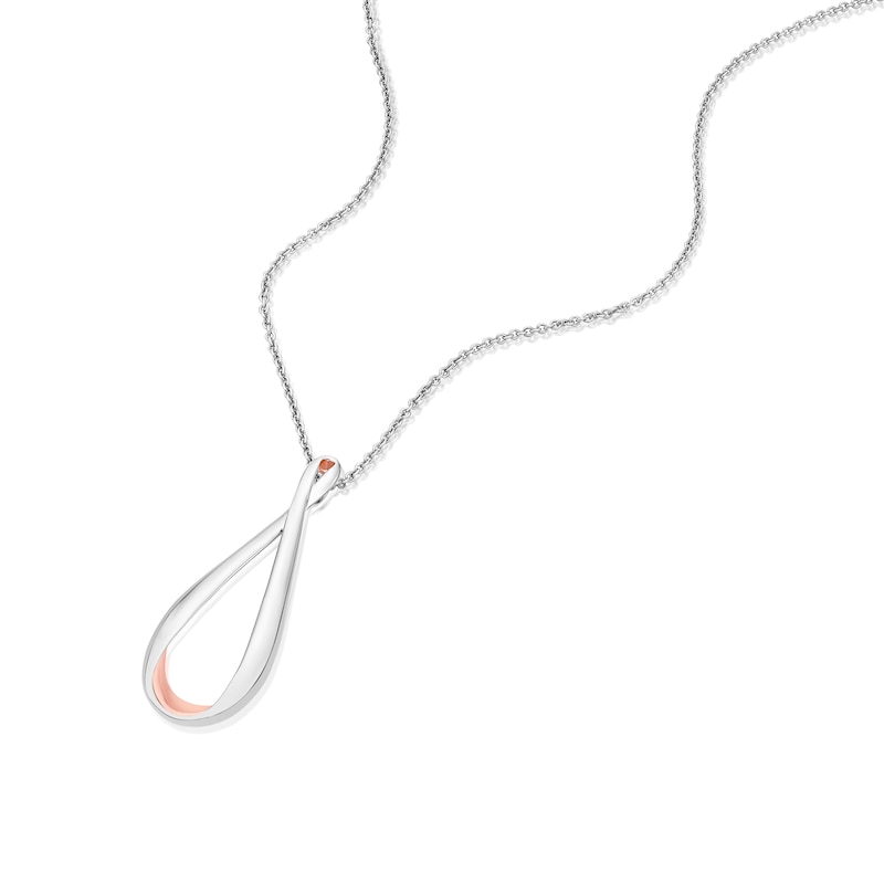 Main Image 2 of Sterling Silver & Rose Gold Tone Folded Twist Pendant Necklace