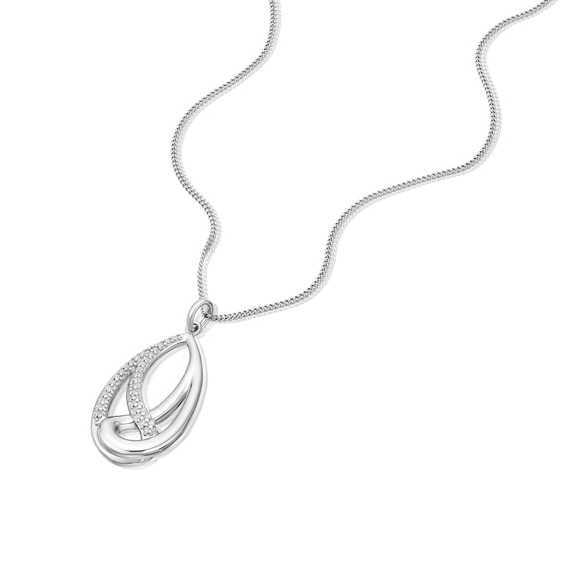 Main Image 2 of Sterling Silver Interlink Cubic Zirconia Pendant Necklace
