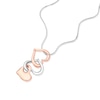 Thumbnail Image 2 of Sterling Silver & Rose Gold Tone Multi Heart Interlocking Drop Pendant Necklace
