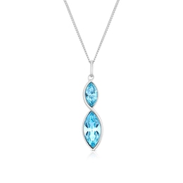 Sterling Silver Navette Aqua Bohemica Twist Pendant Necklace