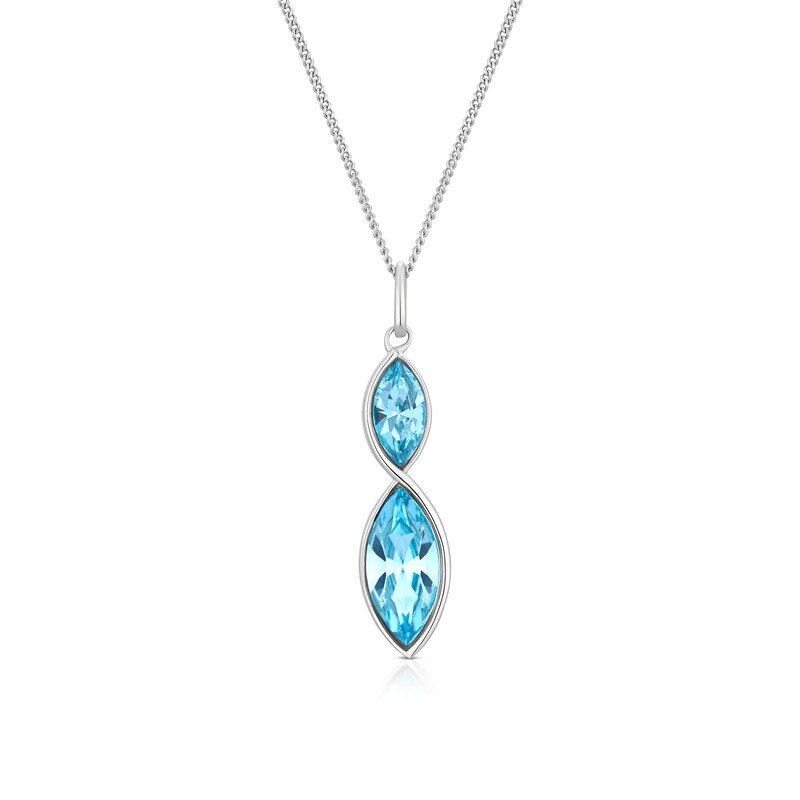 Main Image 1 of Sterling Silver Navette Aqua Bohemica Twist Pendant Necklace