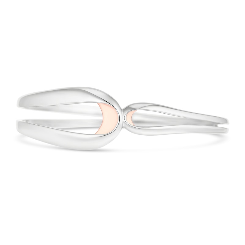 Main Image 2 of Sterling Silver & Rose Gold Tone Folded Twist Bangle