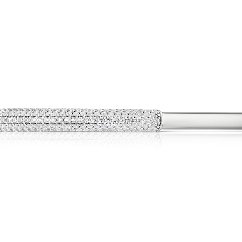 Main Image 2 of Sterling Silver Tubular Cubic Zirconia Hinged Bangle