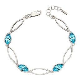Sterling Silver Navette Aqua Bohemica Twist Bracelet