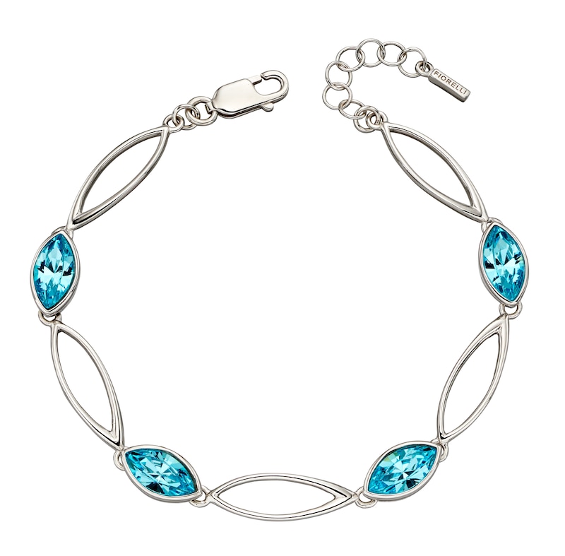 Main Image 1 of Sterling Silver Navette Aqua Bohemica Twist Bracelet