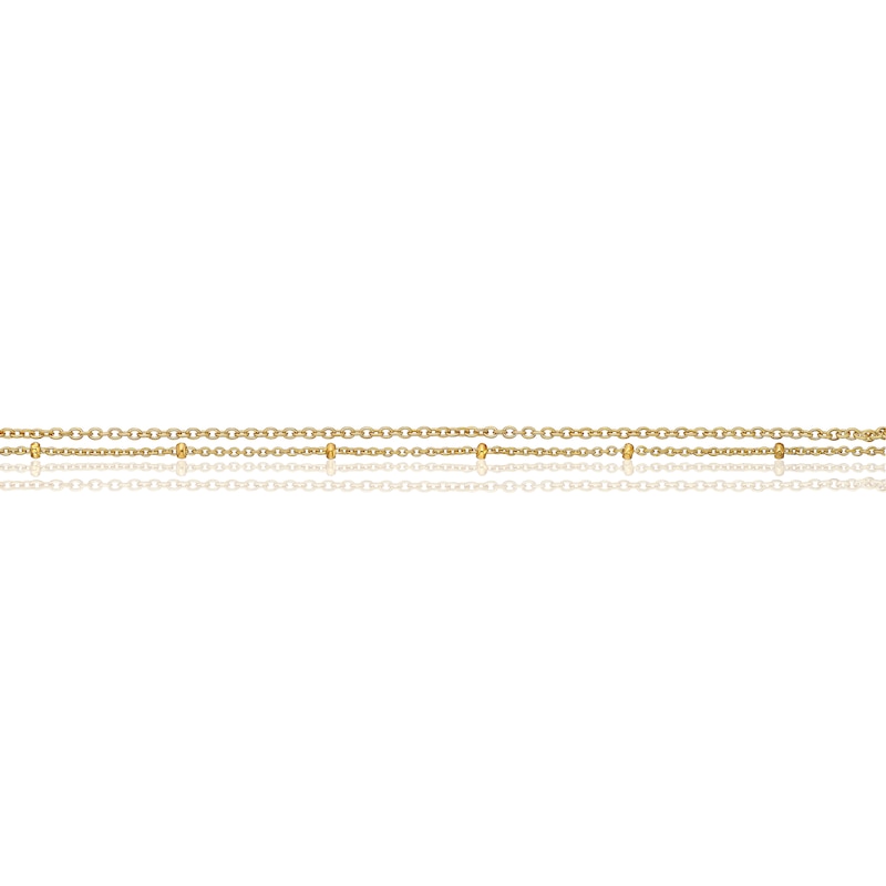 Main Image 2 of Sterling Silver Gold Tone Double Strand Ball Chain Anklet