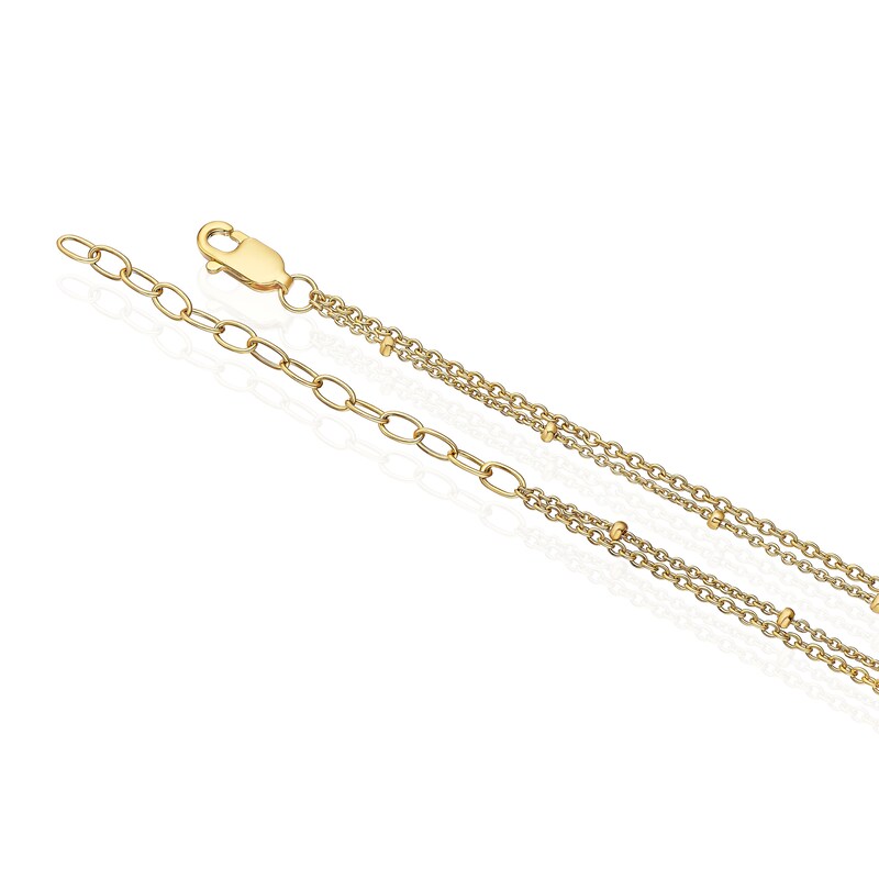 Main Image 3 of Sterling Silver Gold Tone Double Strand Ball Chain Anklet