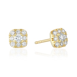 9ct Yellow Gold 0.25ct Lab Grown Diamond Cushion Earrings
