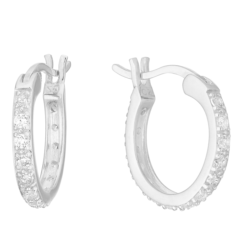 Sterling Silver Cubic Zirconia 12mm Hoop Earrings
