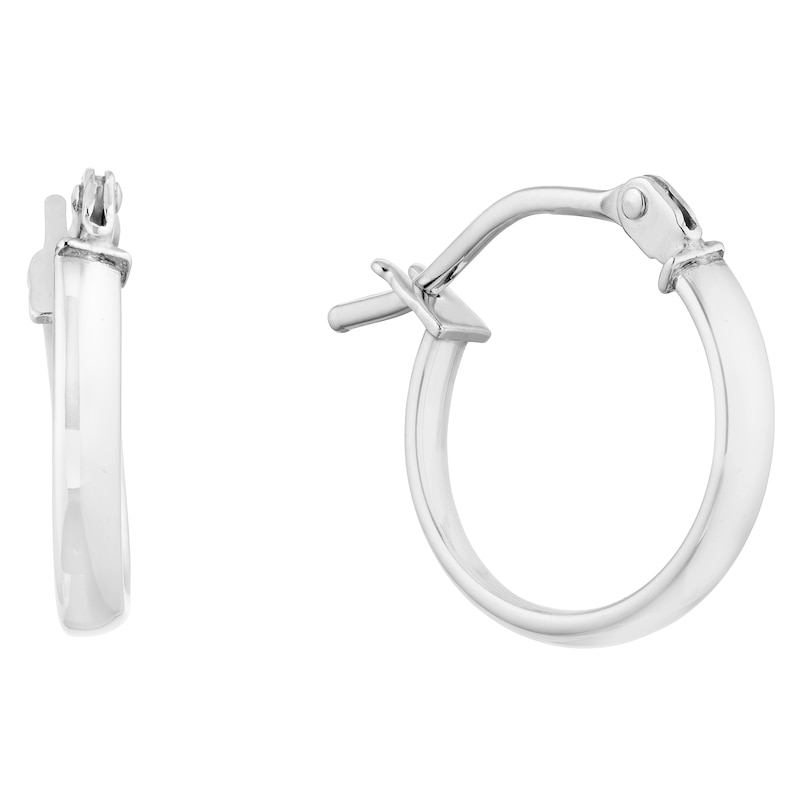 9ct White Gold 10mm Hoop Earrings