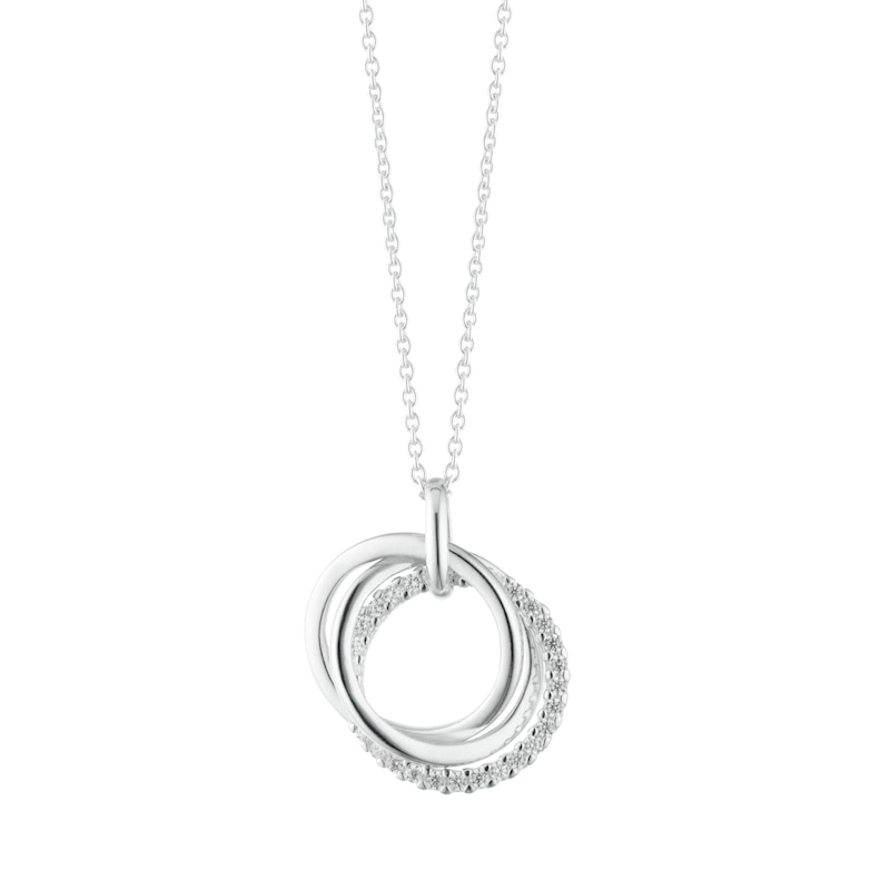 Silver Cubic Zirconia Triple Ring Pendant