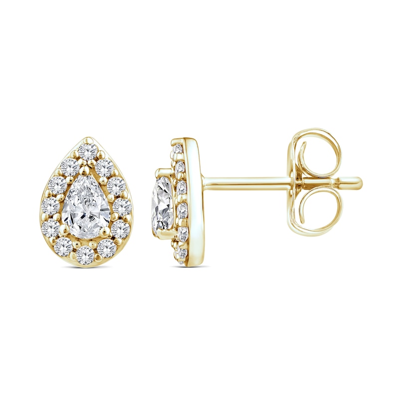 Main Image 1 of 9ct Yellow Gold 0.40ct Lab Grown Diamond Pear Pendant Stud Earrings
