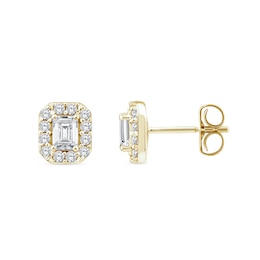 9ct Yellow Gold 0.40ct Lab Grown Diamond Emerald Earrings
