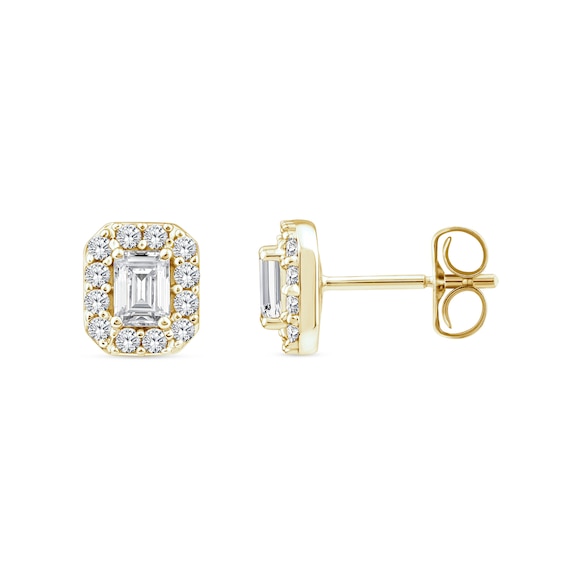 9ct Yellow Gold 0.40ct Lab Grown Diamond Emerald Earrings