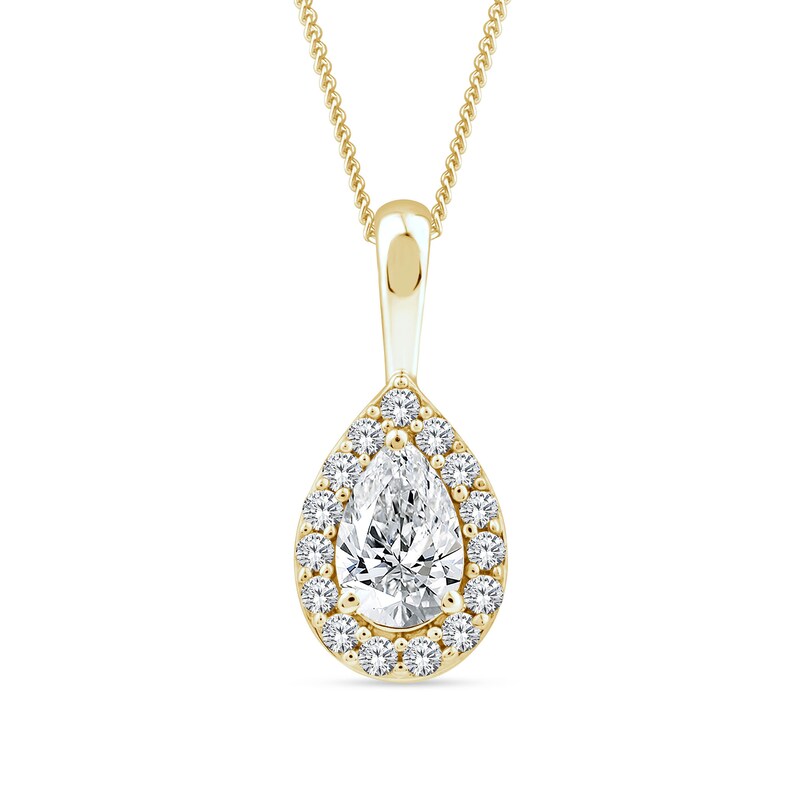 Main Image 1 of 9ct Yellow Gold 0.40ct Lab Grown Diamond Pear Pendant Necklace