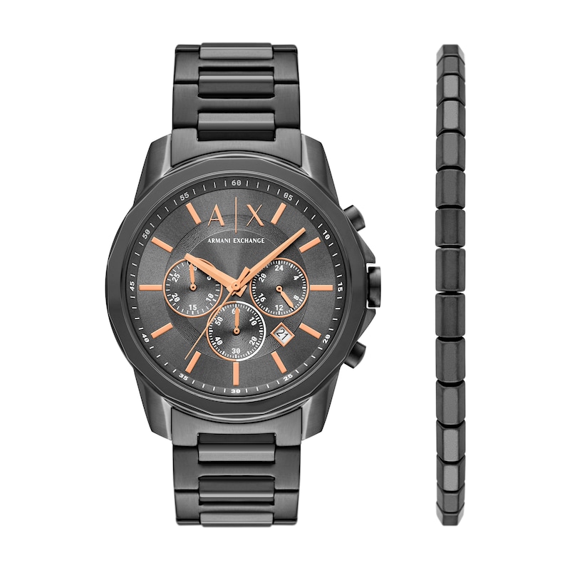 Main Image 1 of Armani Exchange Gunmetal Grey Stainless Steel Watch & Bracelet Set
