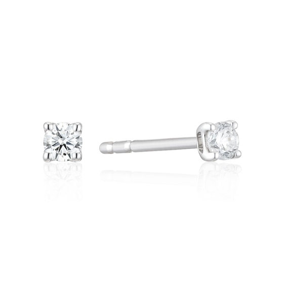 9ct White Gold Diamond Solitaire Stud Earrings