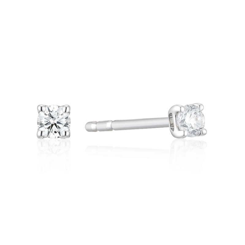 Main Image 1 of 9ct White Gold Diamond Solitaire Stud Earrings