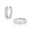 Thumbnail Image 1 of 9ct White Gold 0.10ct Diamond Double Row Hoop Earrings
