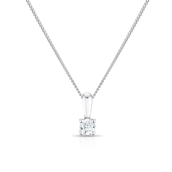 9ct White Gold Diamond Solitaire Pendant Necklace