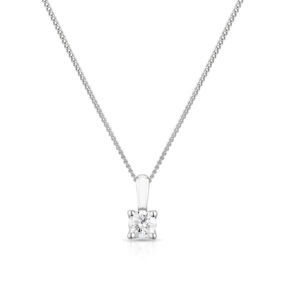 9ct White Gold 0.15ct Diamond Solitaire Pendant Necklace