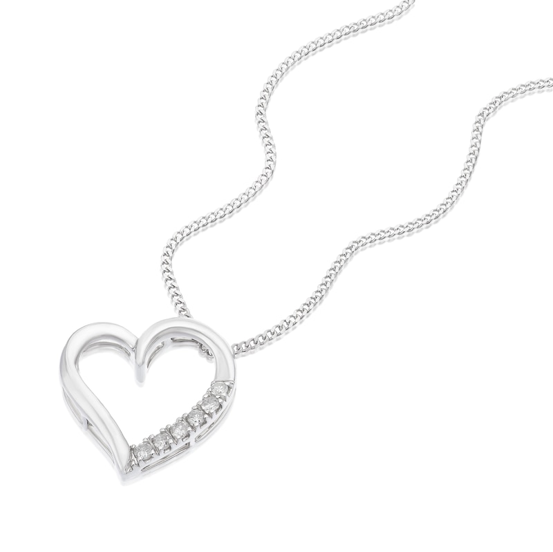 Main Image 2 of Sterling Silver Diamond Heart Pendant Necklace