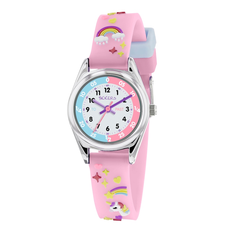 Main Image 1 of Tikkers Pink Unicorn Silicone Strap Time Teacher Watch