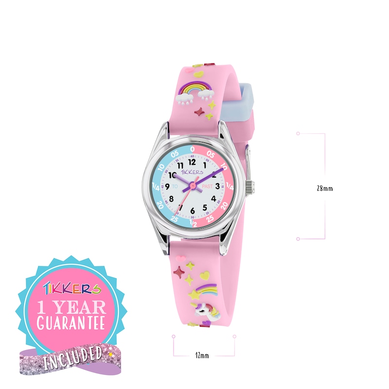 Tikkers Pink Unicorn Silicone Strap Time Teacher Watch