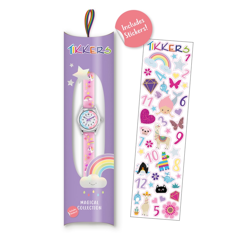 Tikkers Pink Unicorn Silicone Strap Time Teacher Watch