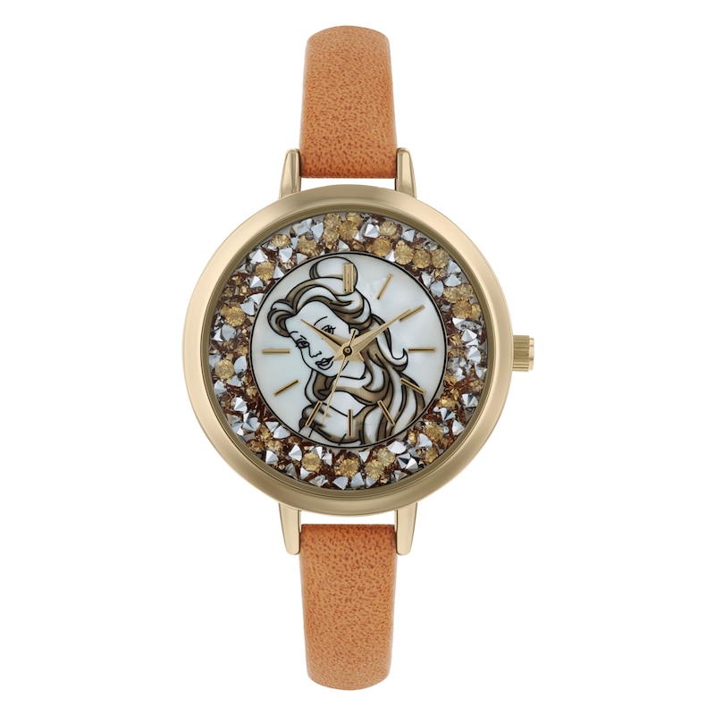 Main Image 1 of Disney Belle Brown PU Strap Watch