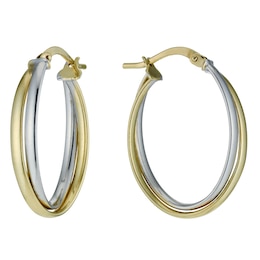 Together Silver & 9ct Bonded Gold Double Round Hoop Earrings