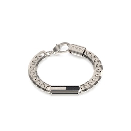 Guess Men's Carbon Fiber & Enamel Plate Curb Bracelet